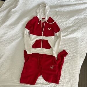 True Religion Red and White Women's Tracksuit